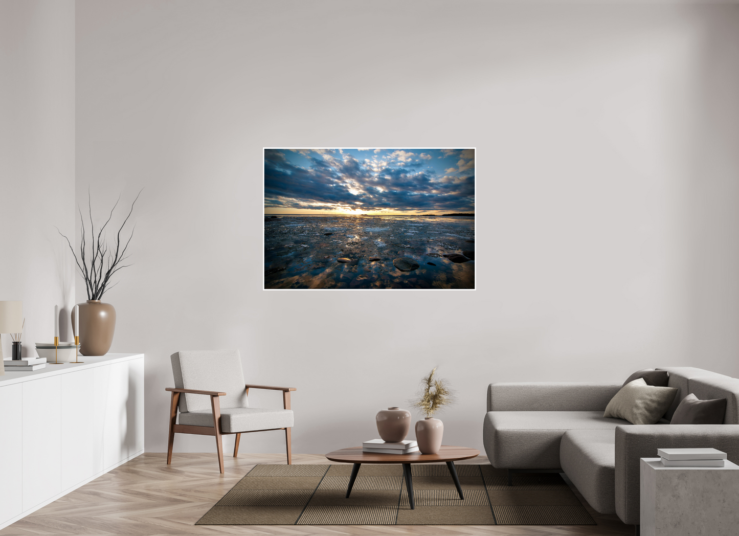 150 x 100 cm, Hahnemühle FineArt Pearl (print only) 1 cm white border Golden Hour on the Frozen Shore