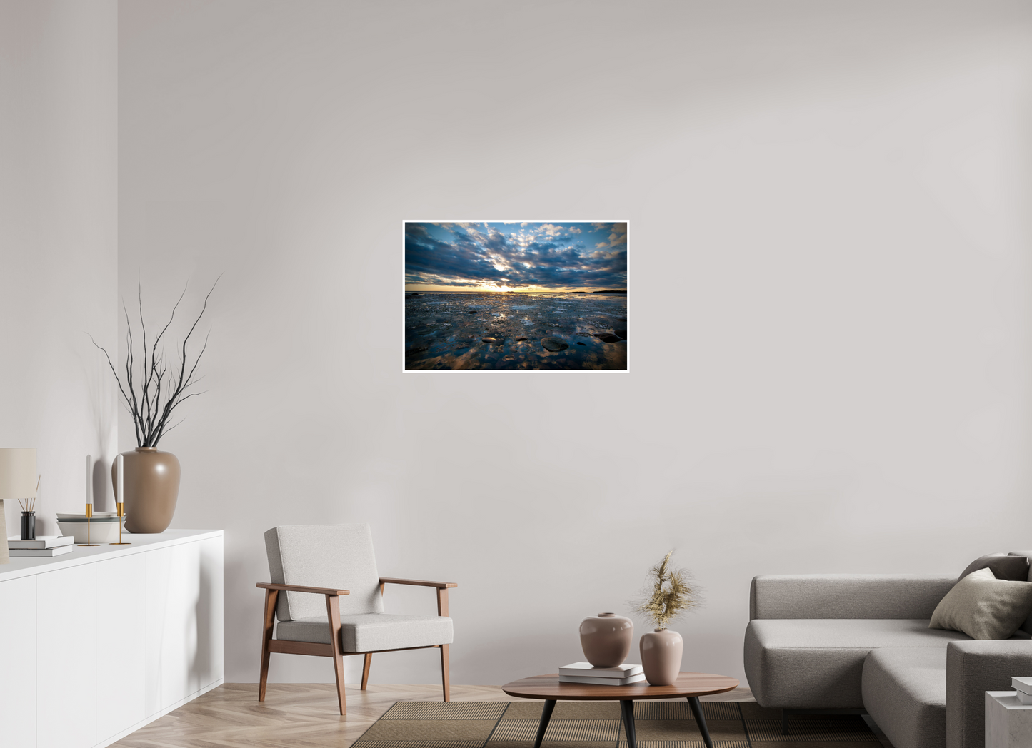 90 x 60 cm, Hahnemühle FineArt Pearl (print only) 1 cm white border Golden Hour on the Frozen Shore